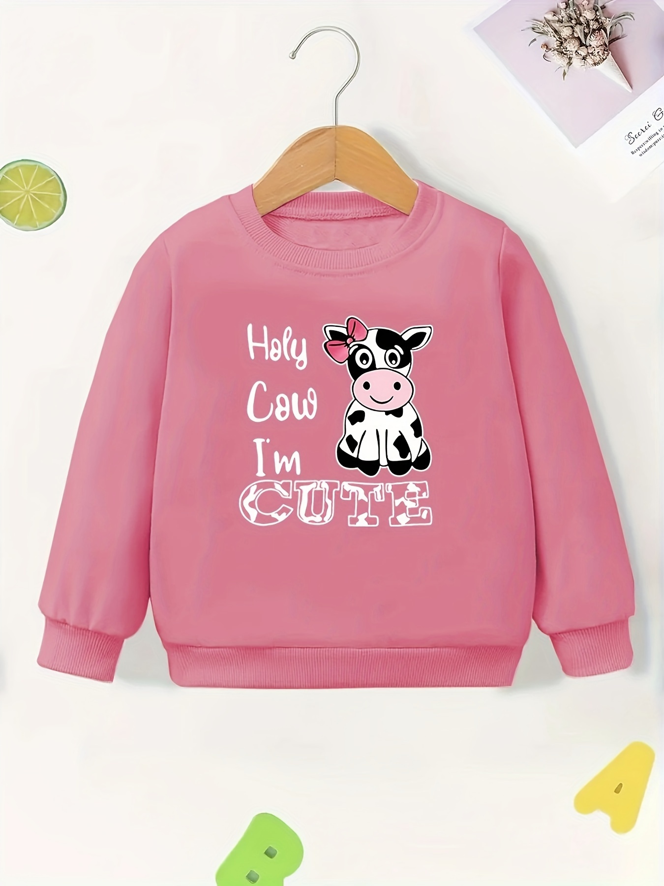 Infant Baby Cute Letter Cow Print Round Neck Long Sleeve - Temu Canada