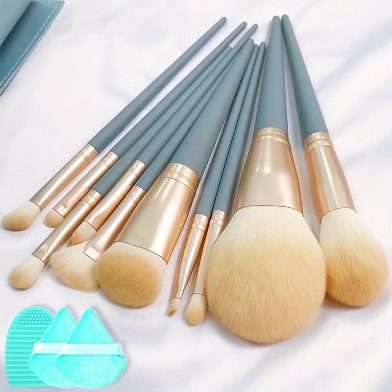 Professional Makeup Brush Set Blue And White Fluffy Soft - Temu