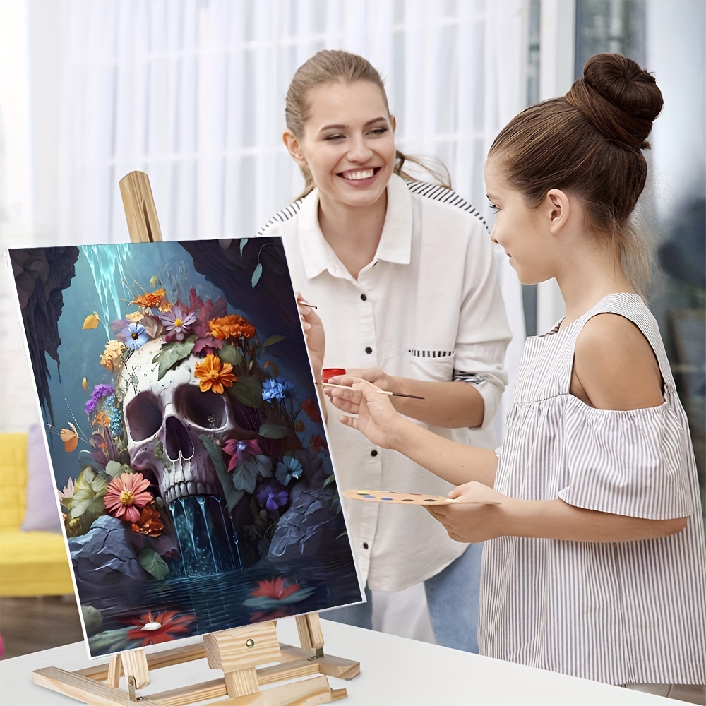 Diy Oil Painting By Numbers For Adults,beginner, Canvas Number Painting For  Adults,acrylic Painting Kit, Diy Paint By Number,decorative Painting,,  Skulls, Flowers - Temu United Arab Emirates