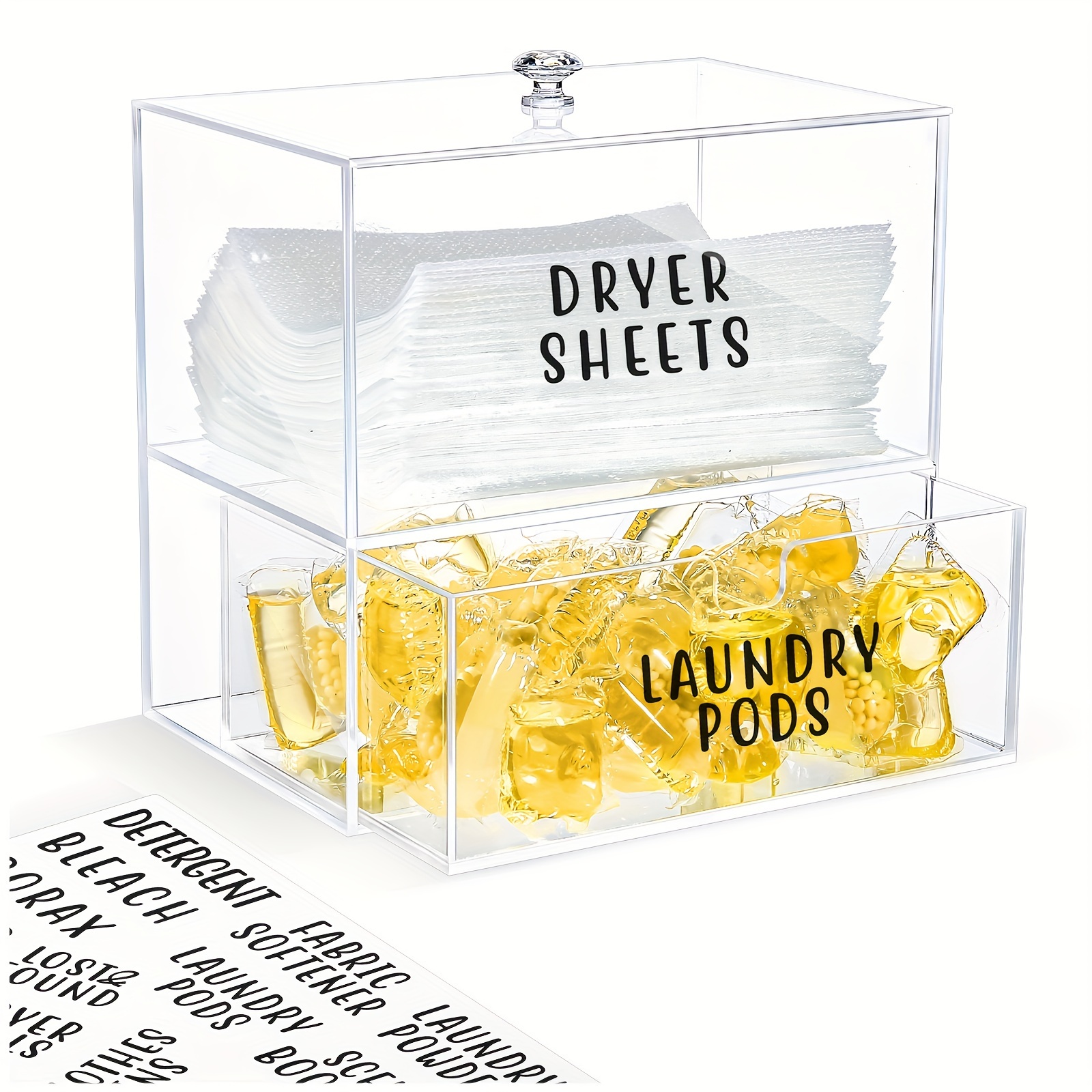 Kigley 2 Pcs Clear Dryer Sheet Holder Acrylic Laundry Pods Container with  Lid Transparent Dryer Sheet Dispenser Laundry Room Organizer Storage Box  for Detergent Fabric Softener Sheets, 2 Size - Yahoo Shopping