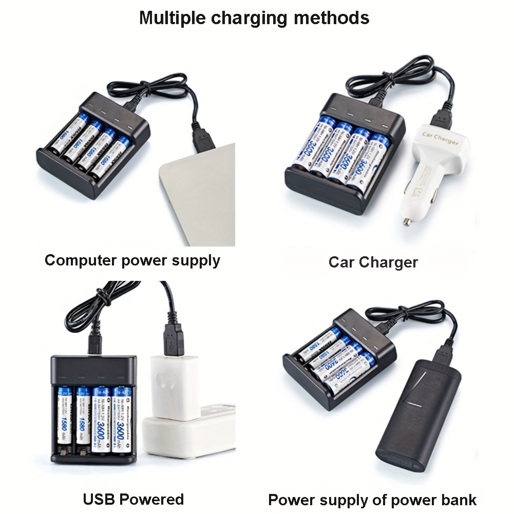 4 Slot Caricabatterie Per Batterie Ricaricabili AA/AAA Ni-MH/Ni-Cd Con  Indicatore LED Intelligente E Porta USB - Temu Italy