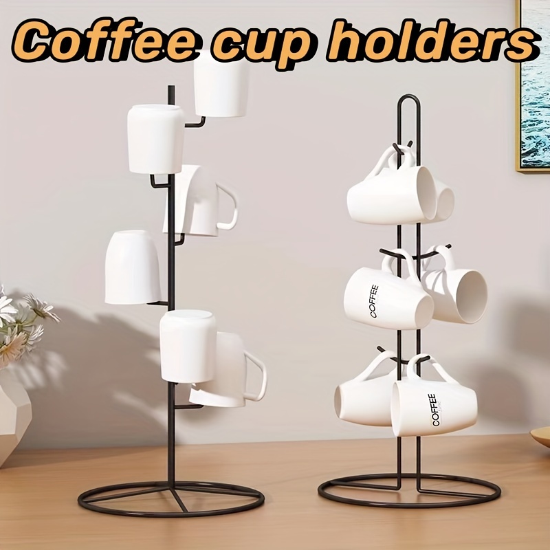 1pc Golden Mug Tree Holder Stand For Counter 6 Hooks Coffee - Temu