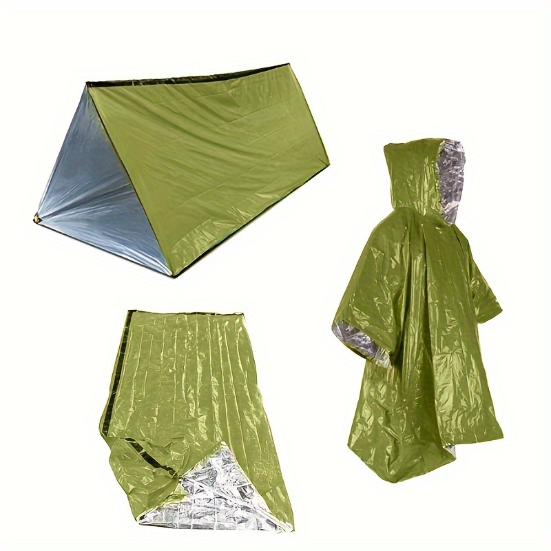 Tente d'urgence 3 pièces/sac de couchage d'urgence/poncho d'urgence, kit de  survie de randonnée étanche pour 2 personnes, tente d'étagère portable  coupe-vent et étanche à l'humidité pour le camping et la randonnée en