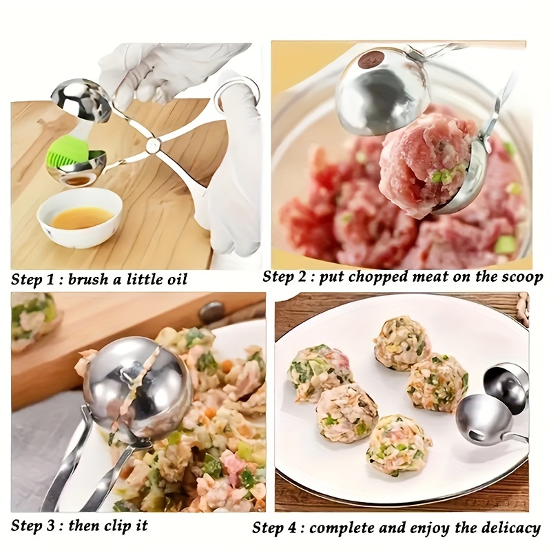 1set Kitchen Fishball Meatball Maker, Stuffing Meat Cooking Tool