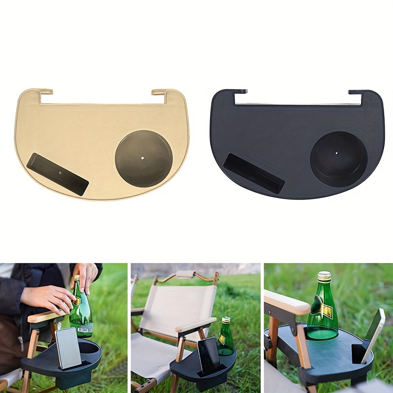 2 Pcs Clip On Side Table Tray Camping Chair Cup Holder Snack Phone Tray  Garden Fishing Beach Storage Tidy For Sun Lounger Camping Fishing Chair  Access