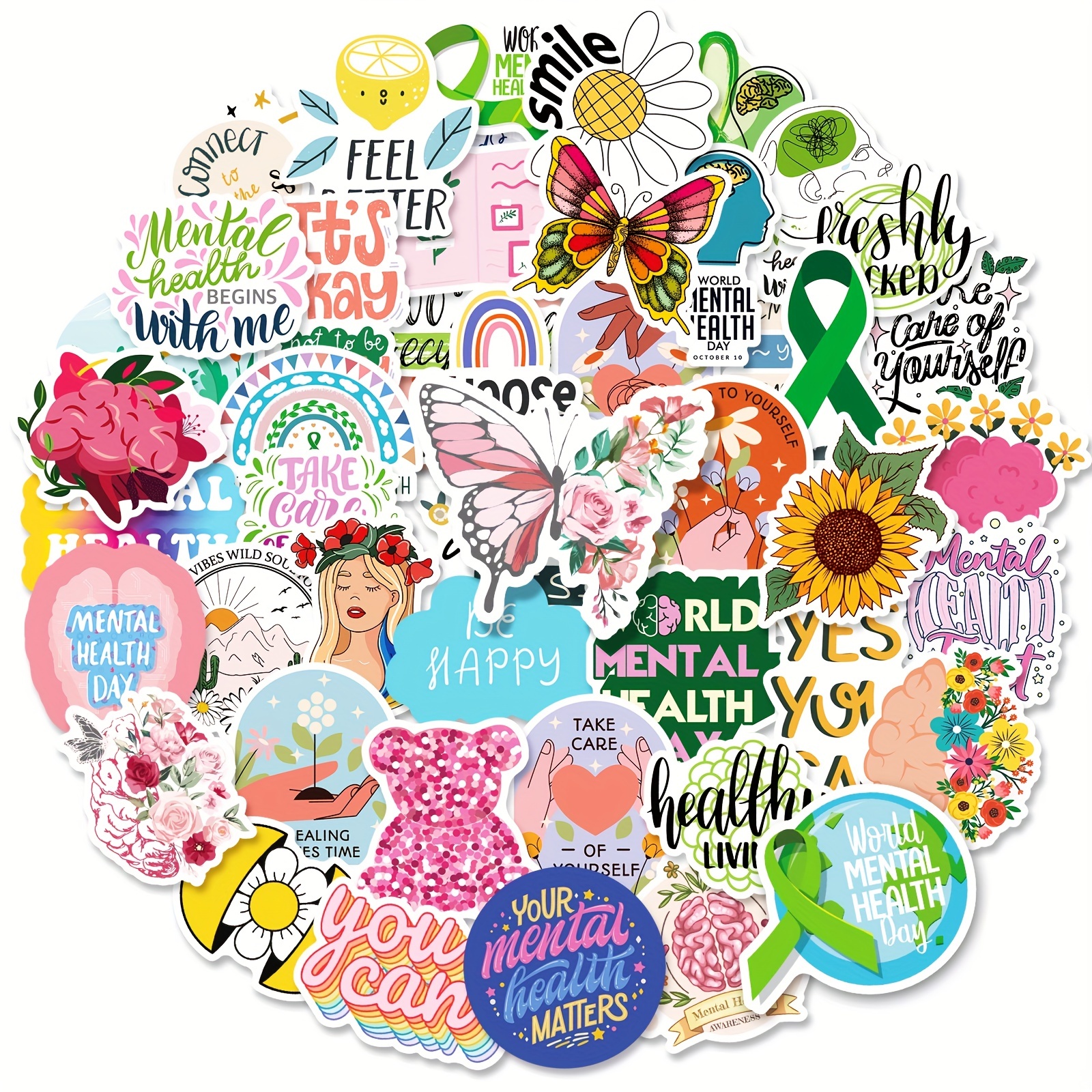 300pcs Mental Health Stickers,Inspirational Psychology Stickers For Adults  Teens,Positive Waterproof Mental Health Awareness Stickers For Water Bottle