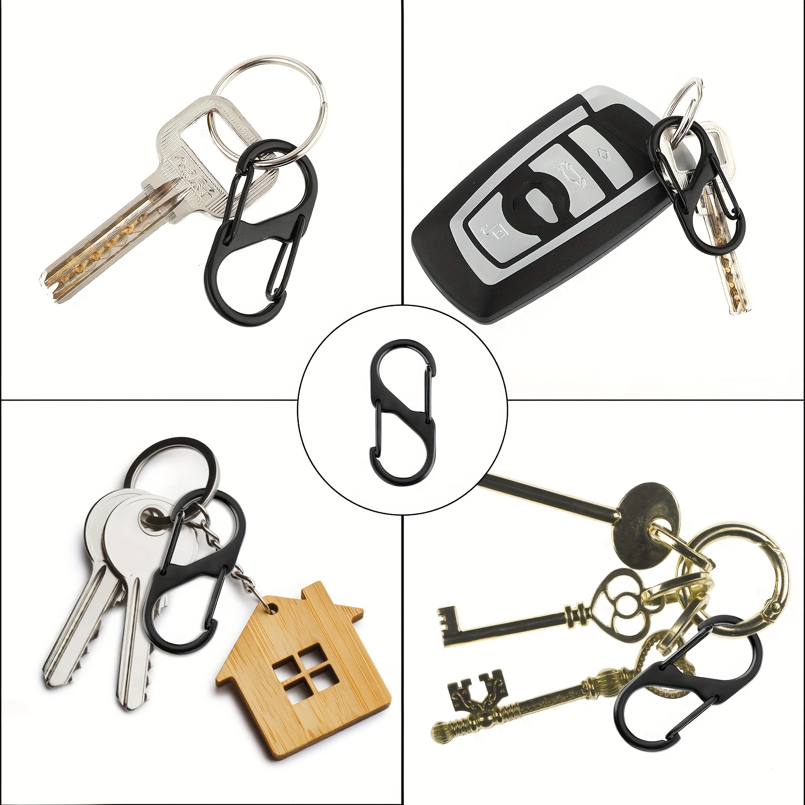 6pcs S Shaped Carabiner Buckle Clip Mini Alloy Metal Snap Hook Keychain  Keyring Camping Fishing Traveling Outdoor Sports, 90 Days Buyer Protection