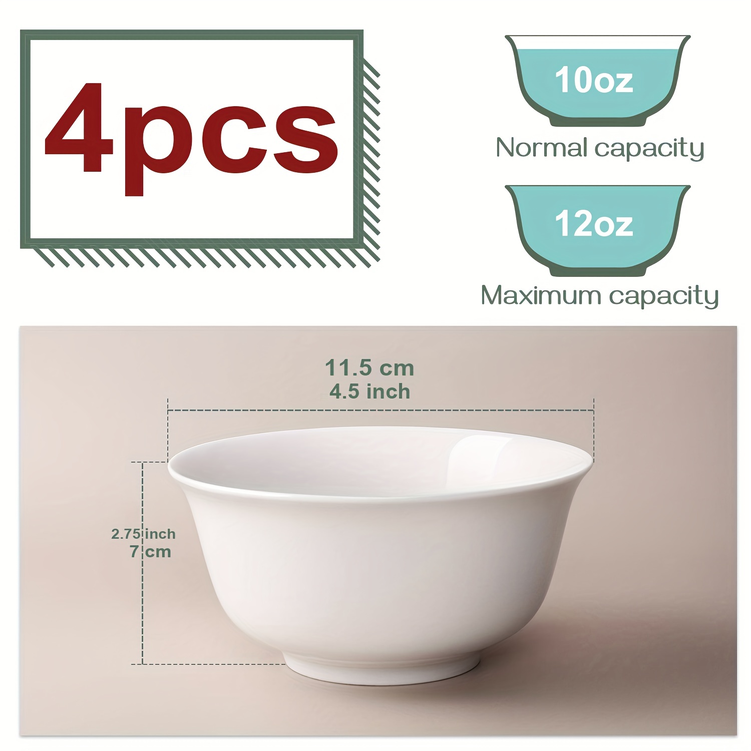 Porcelain Bowl Set Small White Dessert Bowls Cereal Bowls - Temu