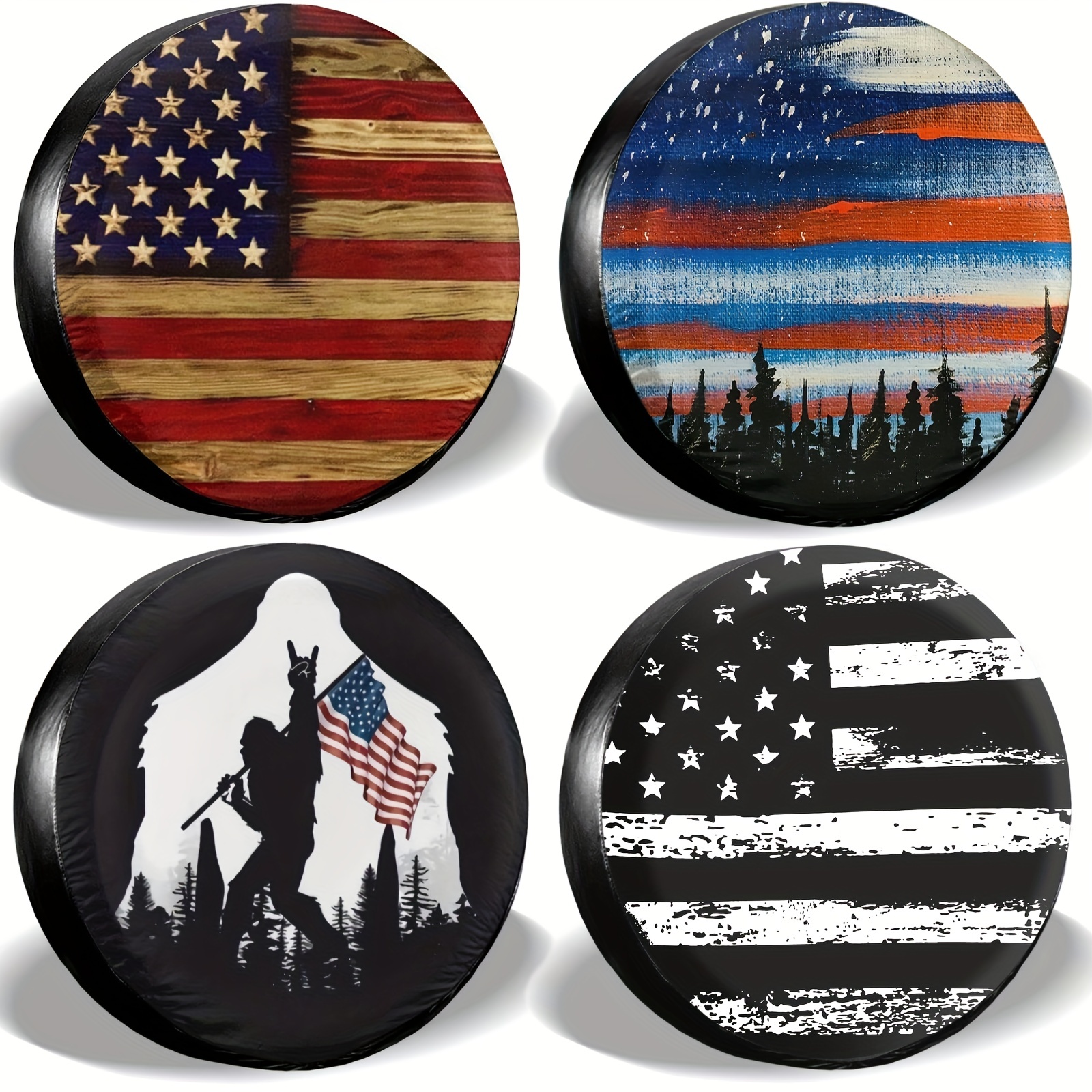 American Flag Spare Tire Cover Waterproof Sun Protection Fit For Trailers,  Rv, Suv, Off-road Vehicle, Camper, And Trucks Black Temu Canada