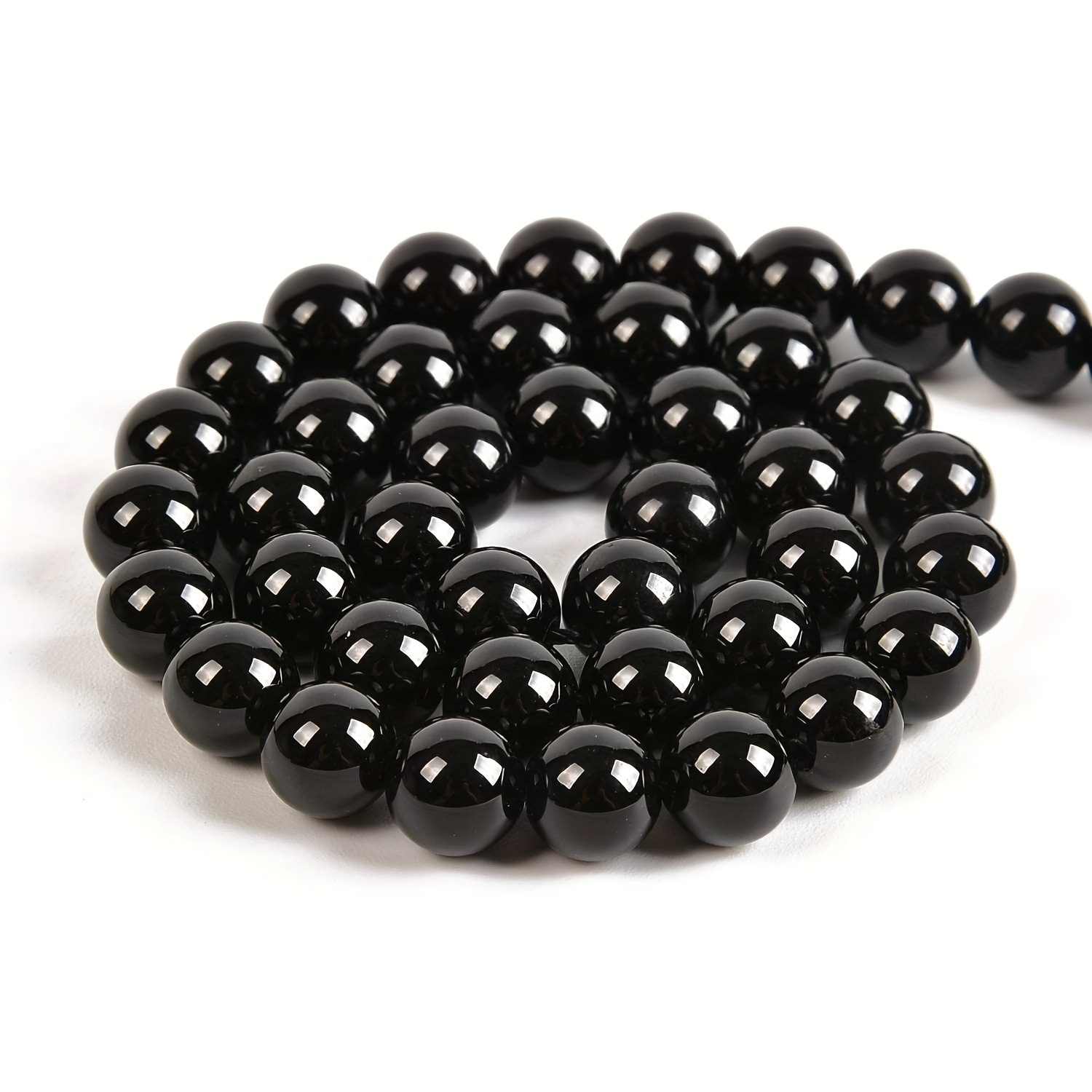 

100pcs Natural Black Onyx Gemstone Beads, 8mm Round Loose Beads For Stretchy Bangle String Necklace Jewelry Making Stone Bracelet