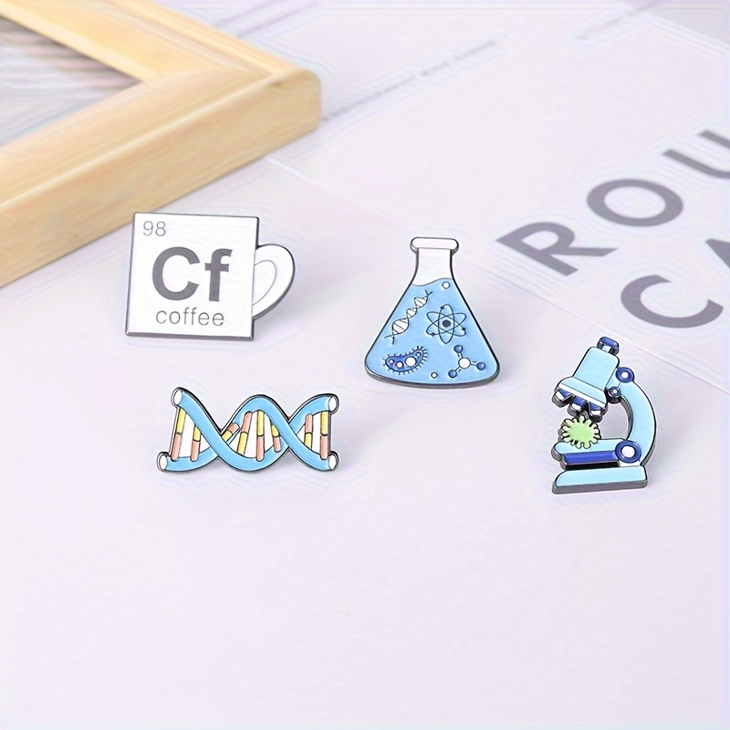 20pcs   brooch set cartoon style academic pins chemistry badge collection with beaker microscope dna alcohol lamp fun novelty accessories   coats bags and clothing details 4