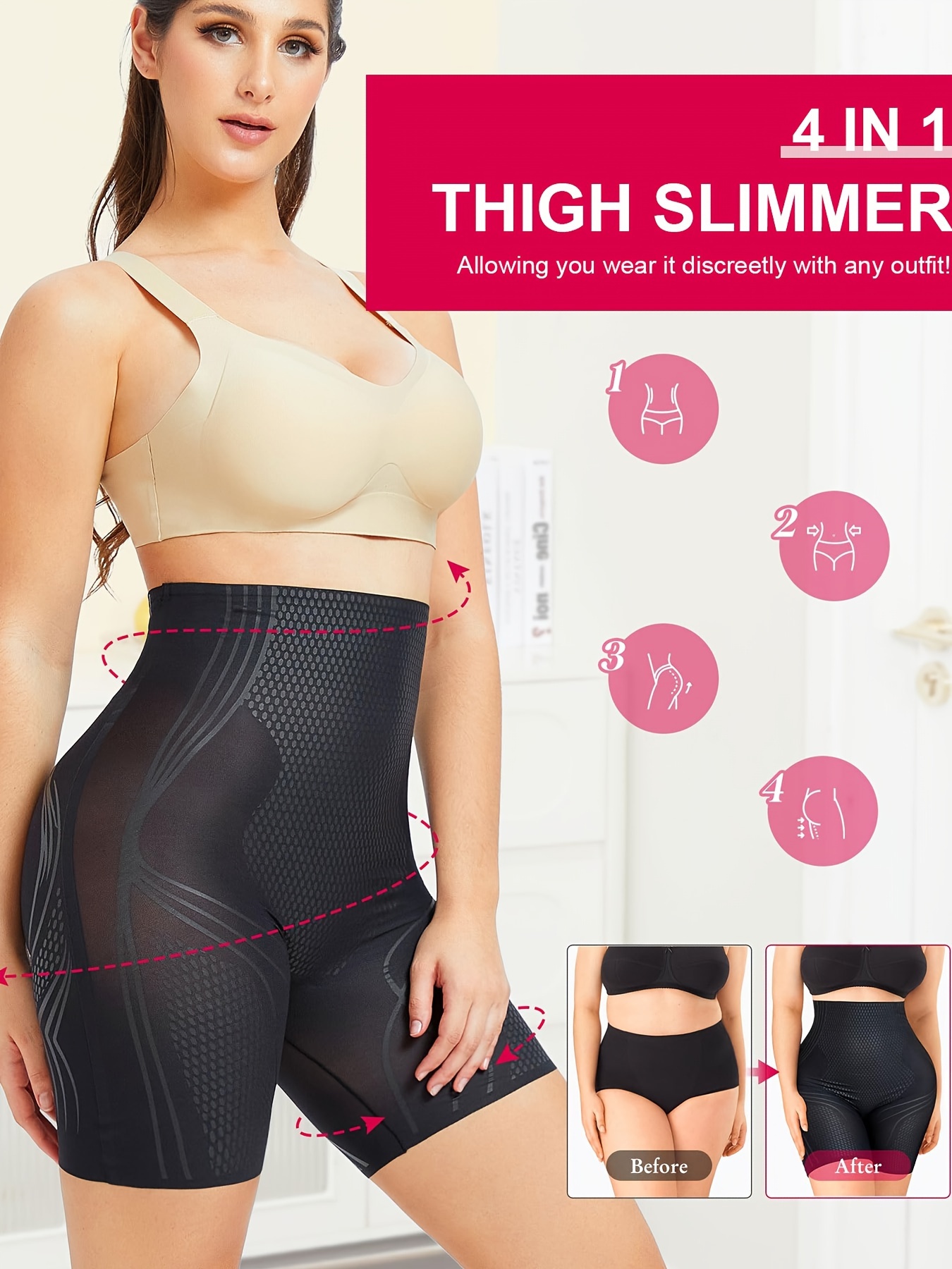 Thigh Control Shorts High Waist Cincher Seamless Shapewear Black – Just For  You Boutique®