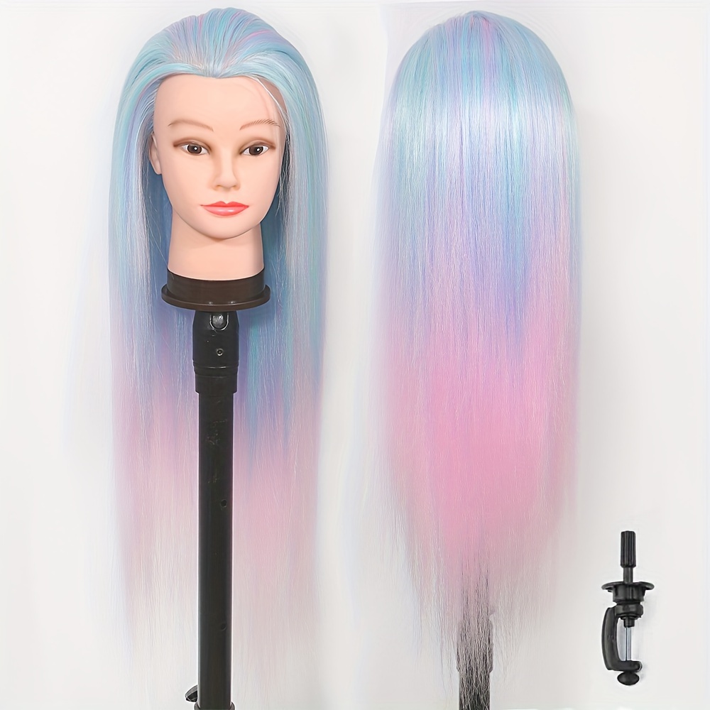 Sonew Tête de mannequin de fibres synthétiques coiffeur formation tête  cosmétologie tête de poupée, tête de coiffeur formation, pratiquant la tête  