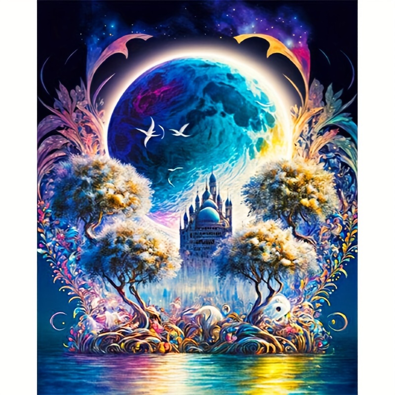 New 5D DIY Diamond Painting Book Landscape Tree Moon Waterfall Diamond  Mosaic Embroidery Rhinestones Picture Home Decoration