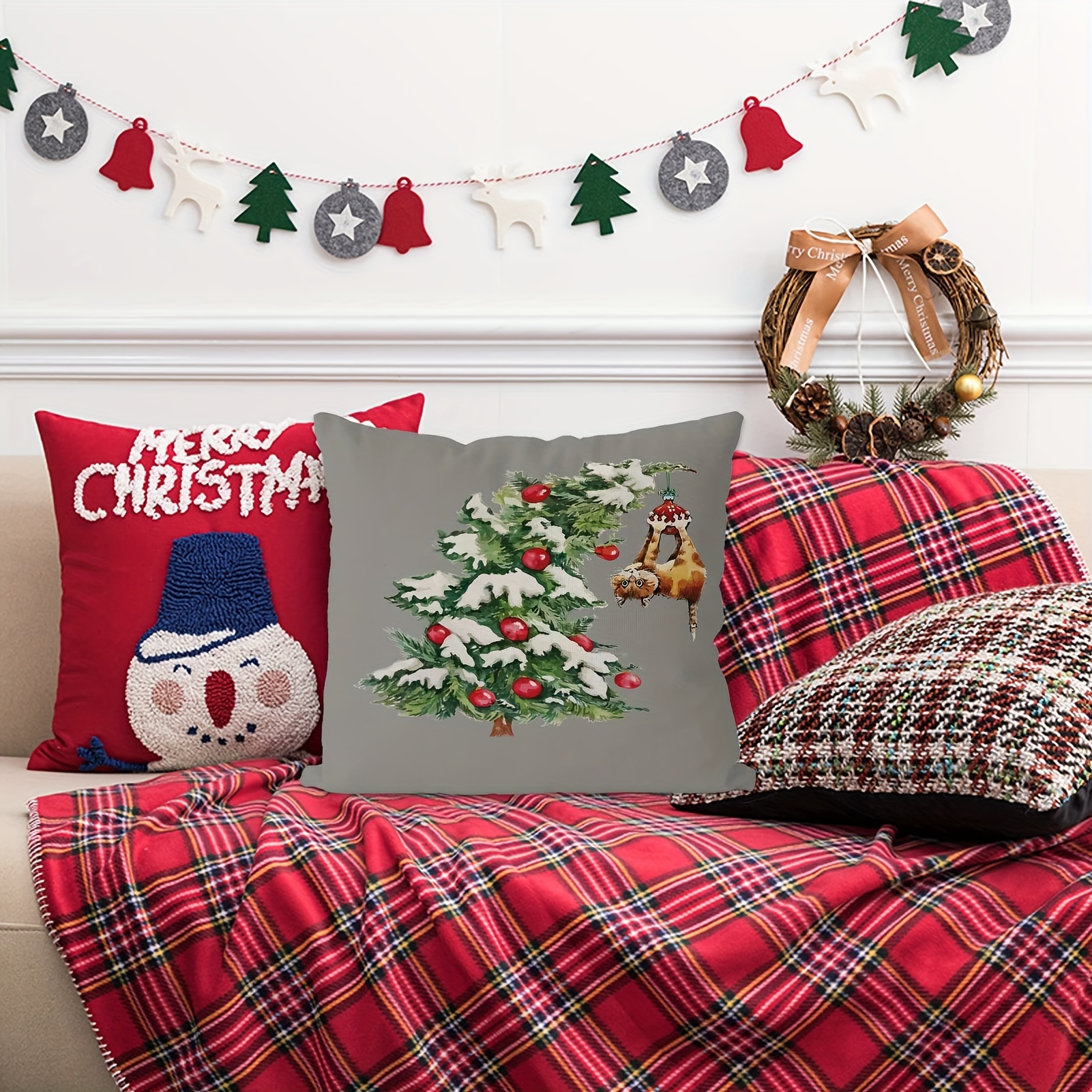 Grey christmas clearance pillows