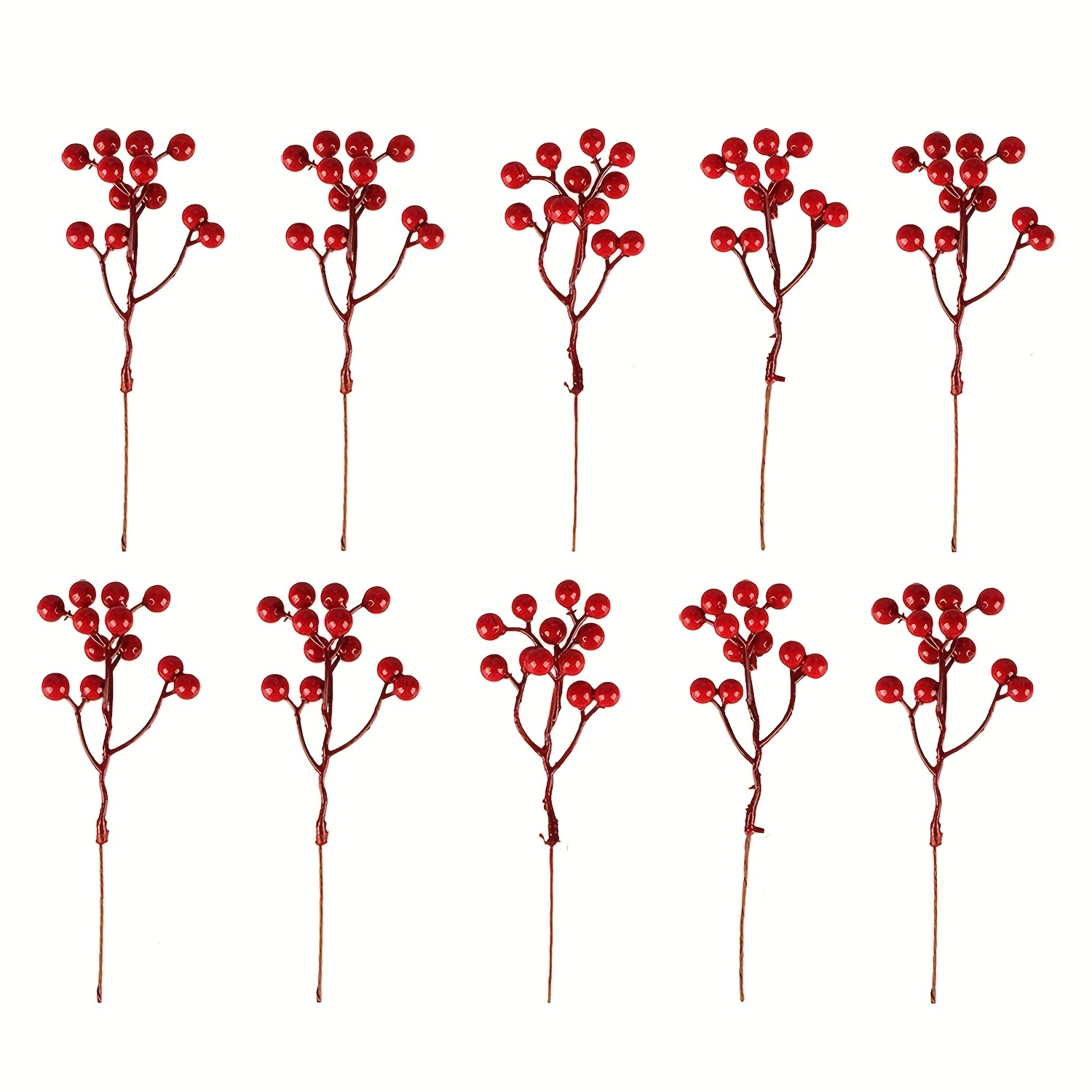 Red Berry Stems Artificial Burgundy Red Berry Picks Holly - Temu