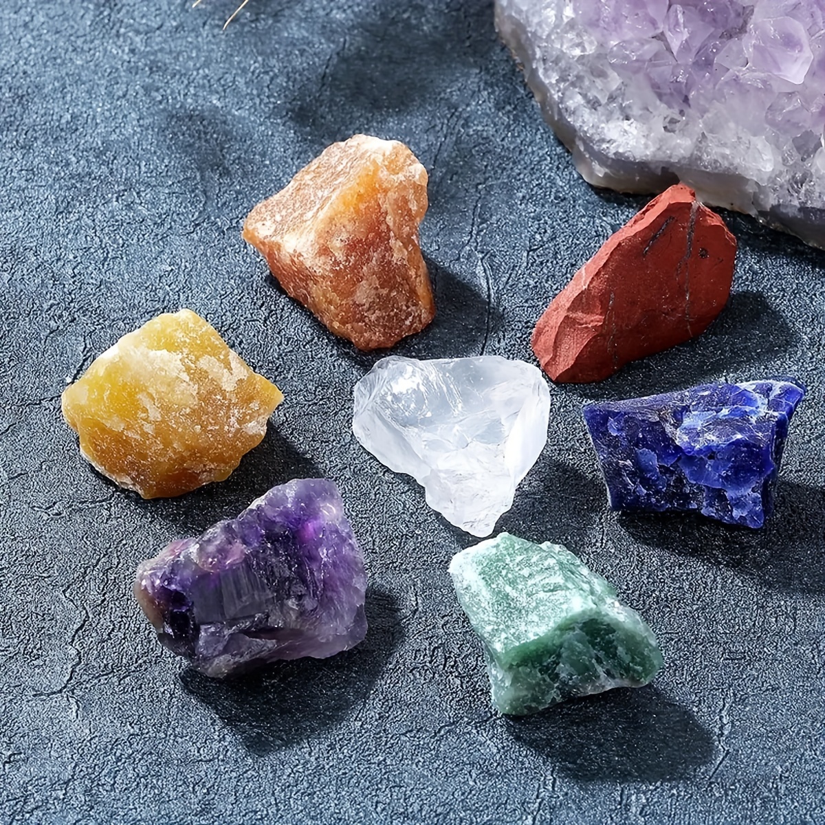 14pcs Crystals Stone And Chakra Necklace Set 7 Pcs Chakra Stones 7