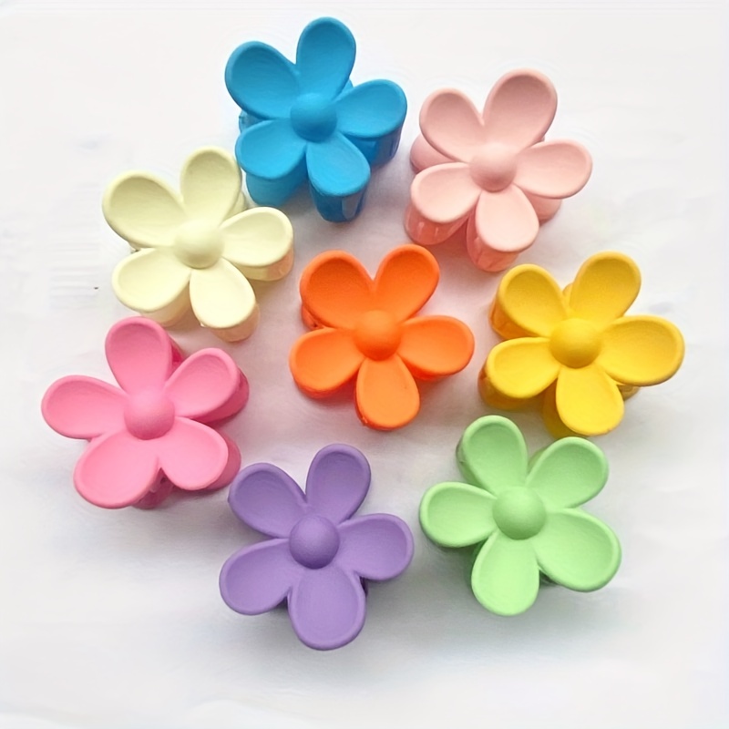 

8pcs/set Small Candy Color Flower Hair Claw Clips Matte Hair Clips Sweet Cute Hair Grab Clips For Women Female