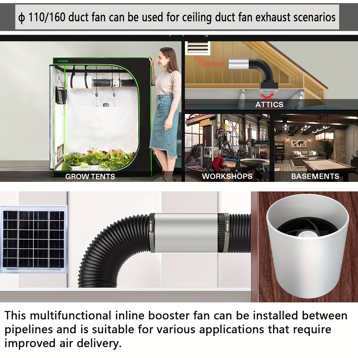 Solar Ceiling Exhaust Fan Ventilation Fan Kitchen Bathroom - Temu