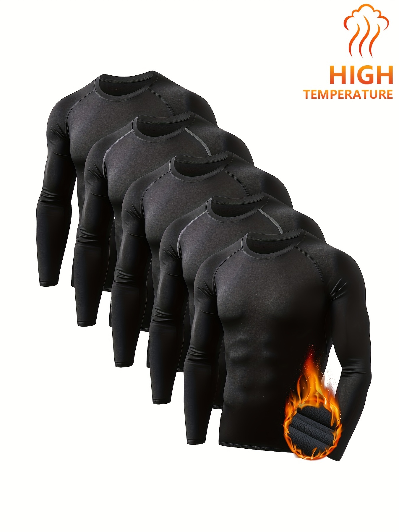 Men's Thermal Compression Shirt Fleece Lined Long Sleeve - Temu