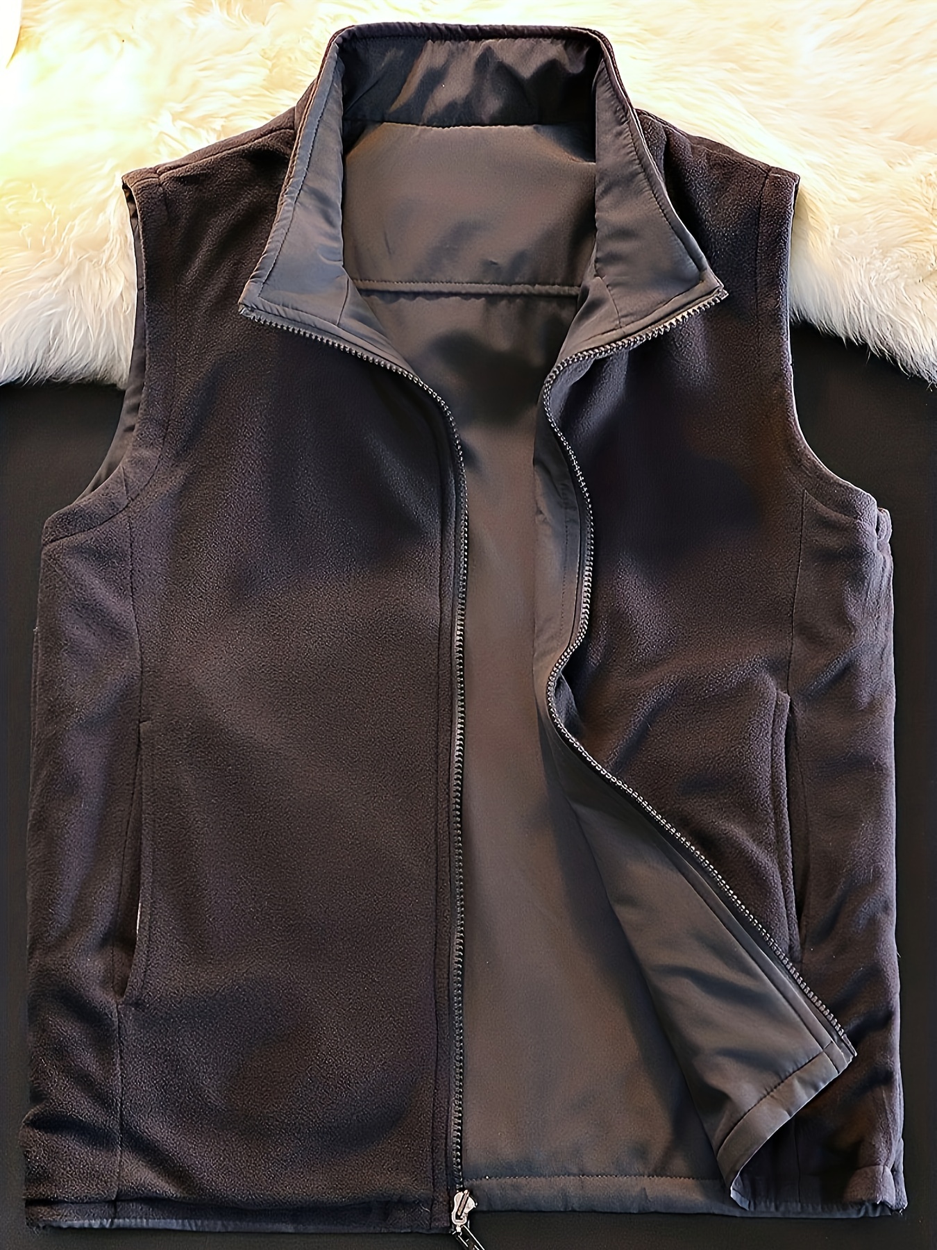 Men's Polar Fleece Reversible Vest for Autumn Winter
