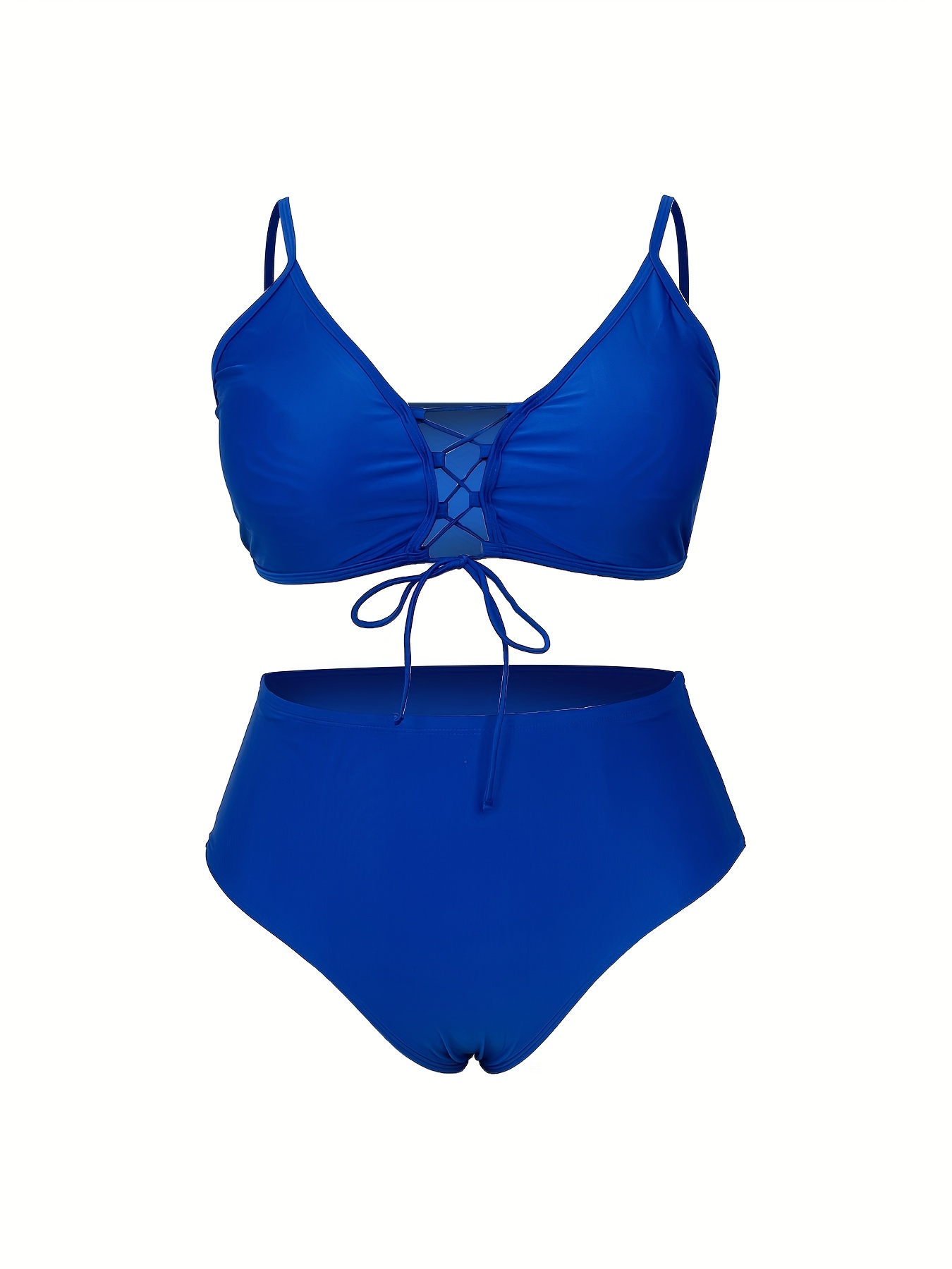 Plus Size Vacay Bikini Set Women's Plus Solid Ribbed Criss - Temu