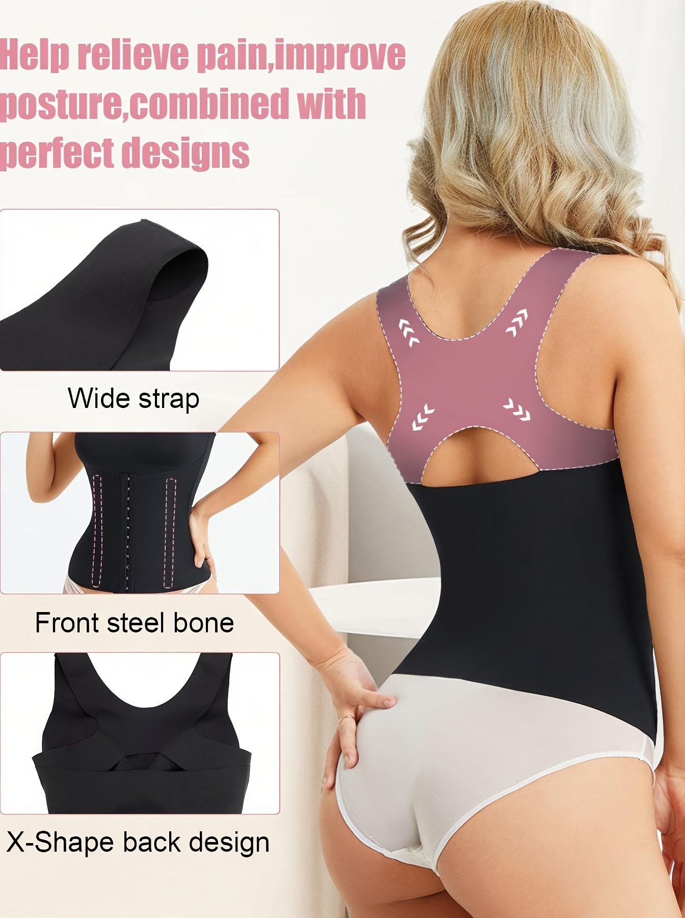 Detachable Strap Body Shaper For Women With Zipper & Steel Bones