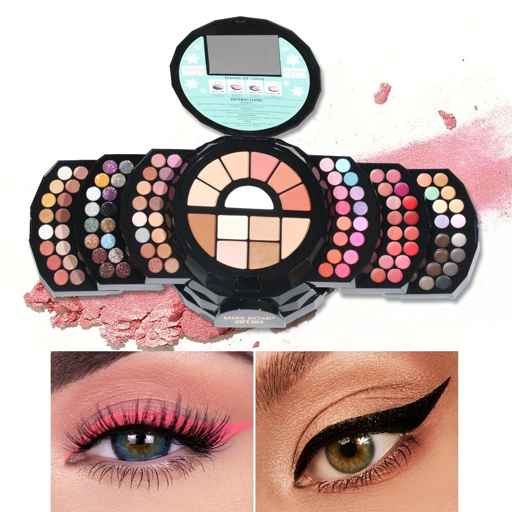 Mallette Maquillage pour Femme  kit 60 Pièces : Blush, Fard à Paupières,  Rouge à Lèvres, Vernis