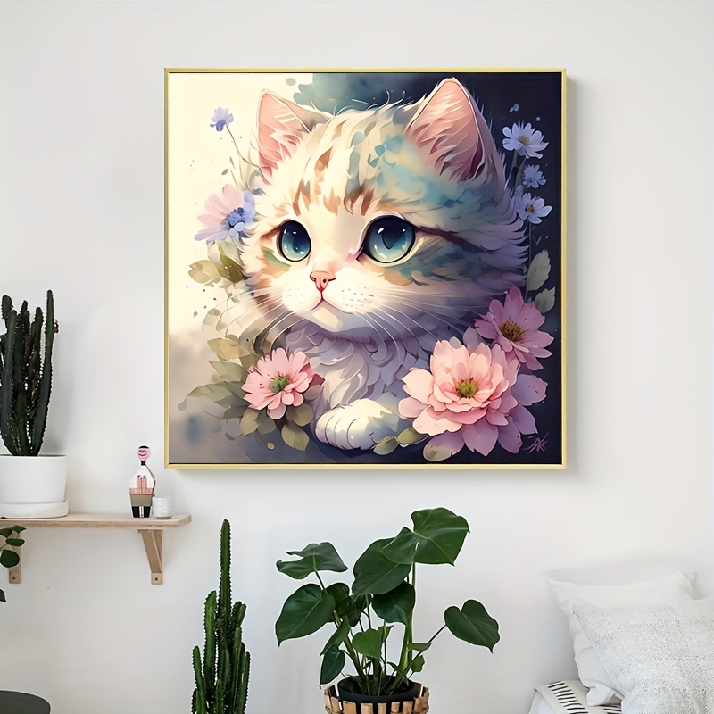 Cats And Flowers One Piece Oil Painting Set Diy Digital Oil - Temu