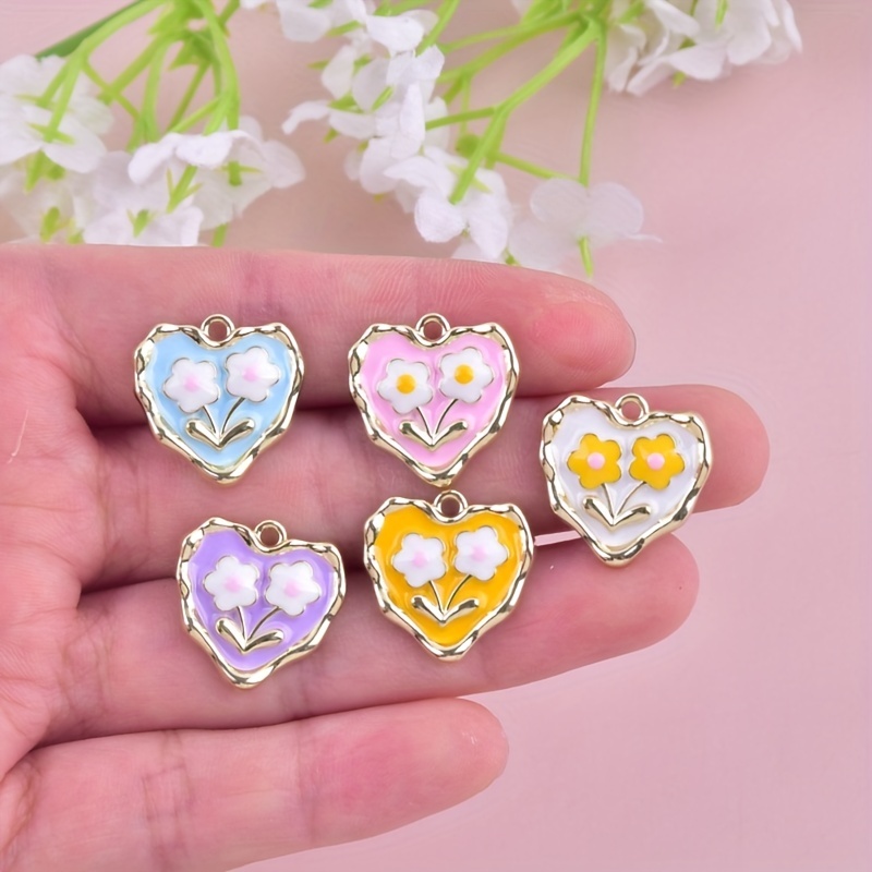 50pcs 5 Colors Golden Plated Enamel Cherry Blossoms Flower Charms Pendant  For Jewelry Making Necklace Bracelet Earring Diy Jewelry Accessories -  Arts, Crafts & Sewing - Temu