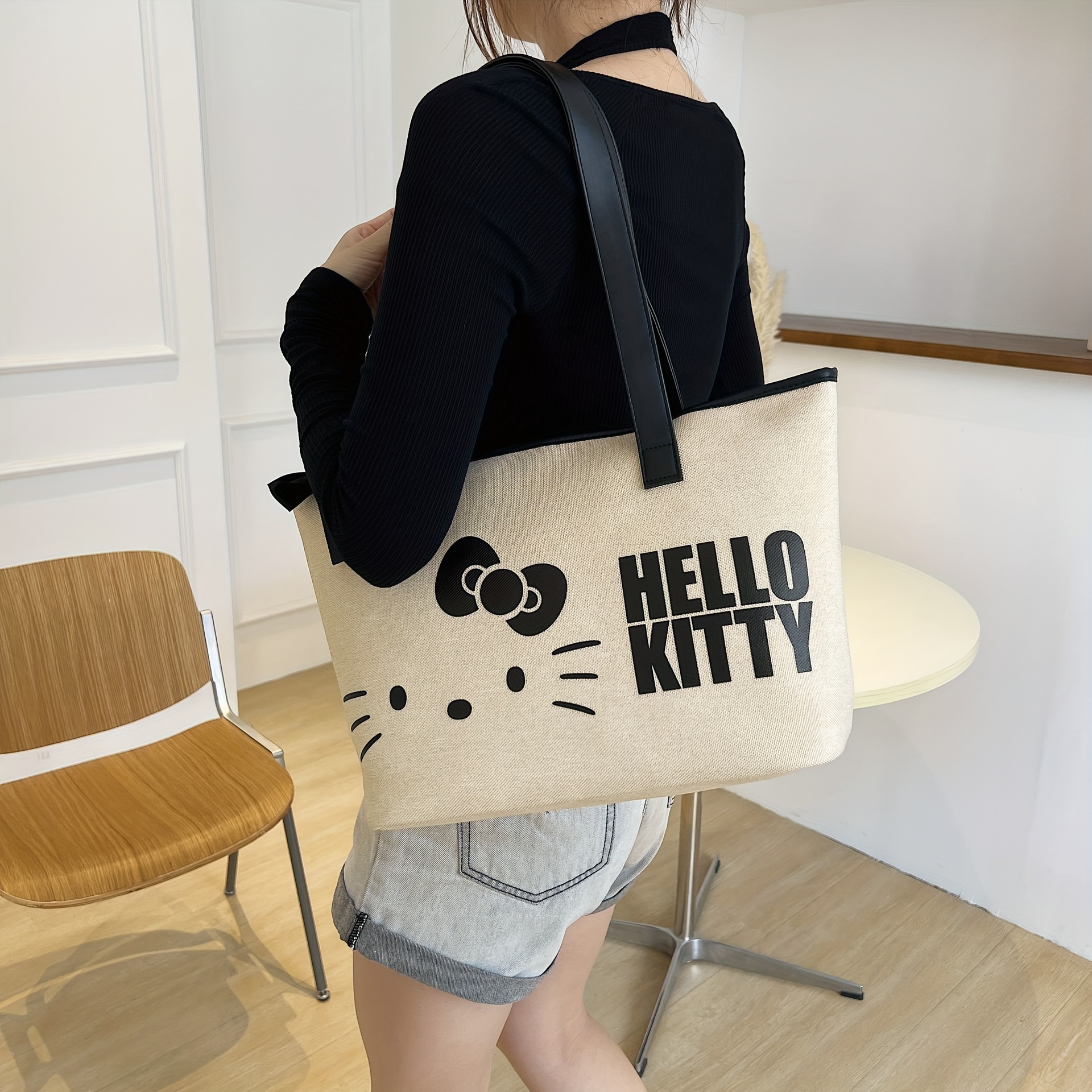 Hello Kitty Bag Y2K New Vintage Brown Women's Bag Cartoon Printed Luxury Handbag Cylinder Bags Korean Versatile Fashion 2023 Baguette Tote Female