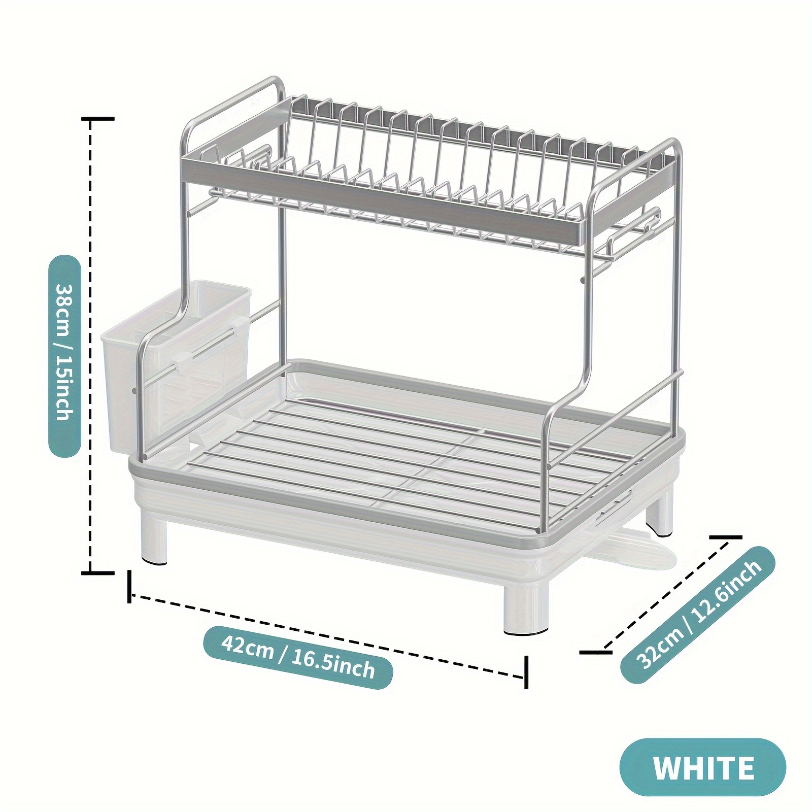 Comprar Estante para secar platos, estante para platos de 3 niveles de  acero con tablero de drenaje extraíble, estante de almacenamiento para  escurridor de platos