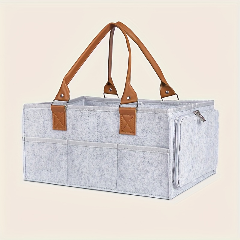 Light Grey Foldable Mommy Diaper Bag with Large Capacity