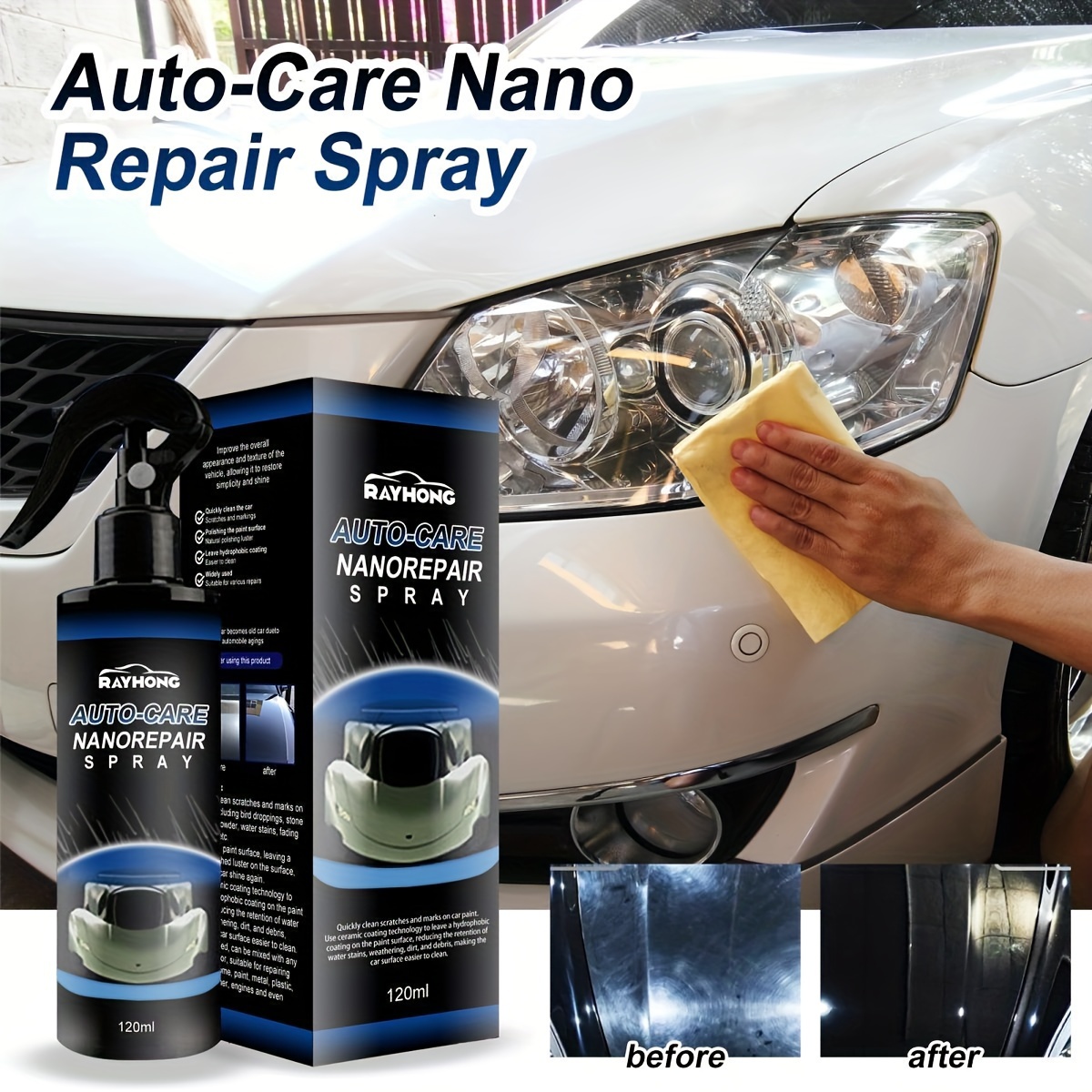 Nano Car Scratch Removal Spray, Car Scratch Repairing Spray with Nano  Cloth, Fast Scratch Remover Coating Oxidation Liquid for Vehicles  (100ML-1Pc)