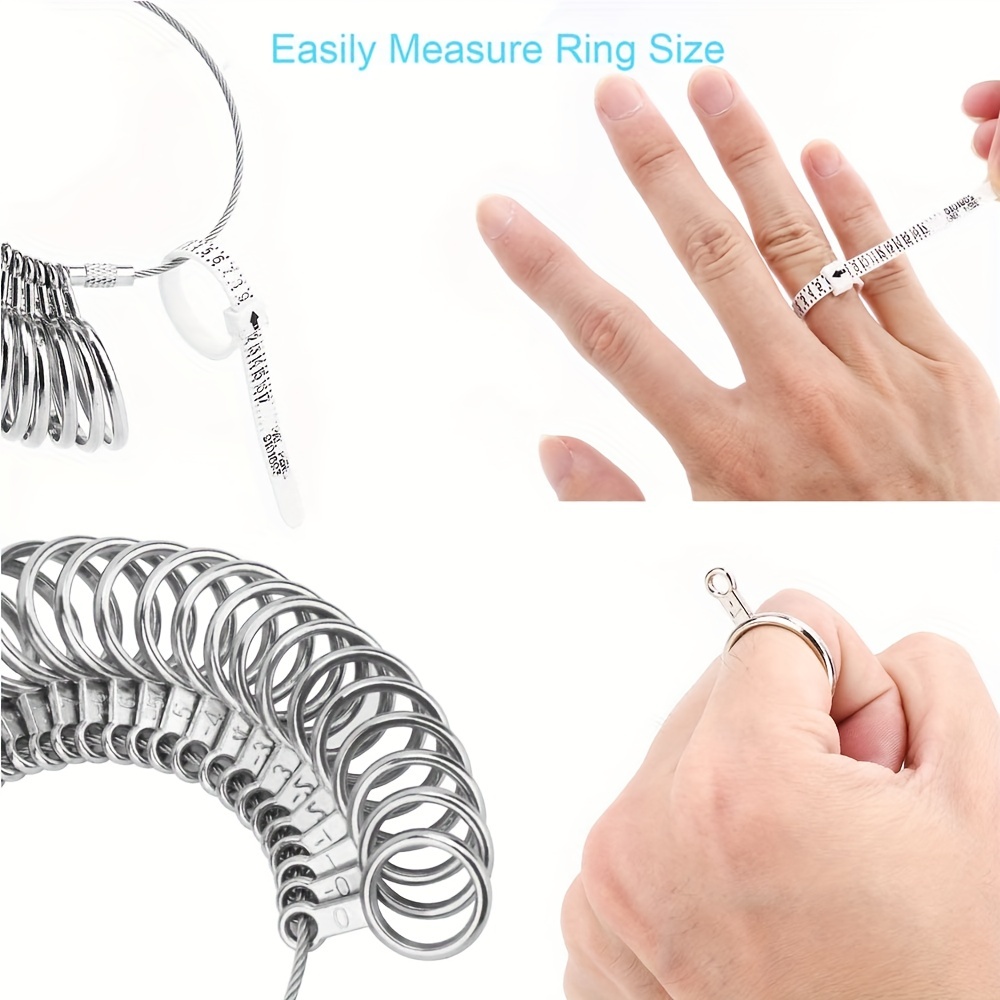 Stainless Steel Finger Sizer Measuring Ring Tool, Size 1-13 with Half Size,  27 Pcs