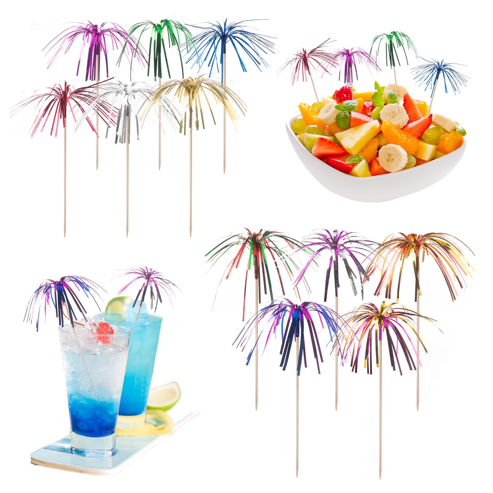 INGJIA 150 Pz Stuzzicadenti Decorativi da Cocktail, 15cm Stecchini da  Cocktail Fuochi d'Artificio, Decorazioni per Cocktail, Bastoncini da Frutta  Legno per Cocktail Feste Panini Tartine Aperitivi : : Casa e cucina