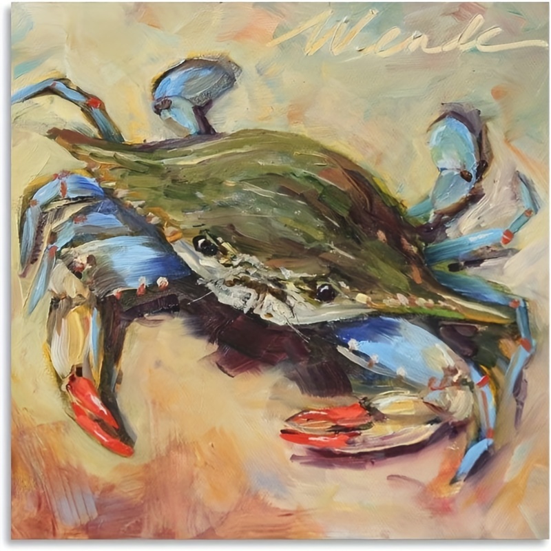 Vintage Painting Beach Wall Art Decor Vintage Crab Ocean - Temu Canada