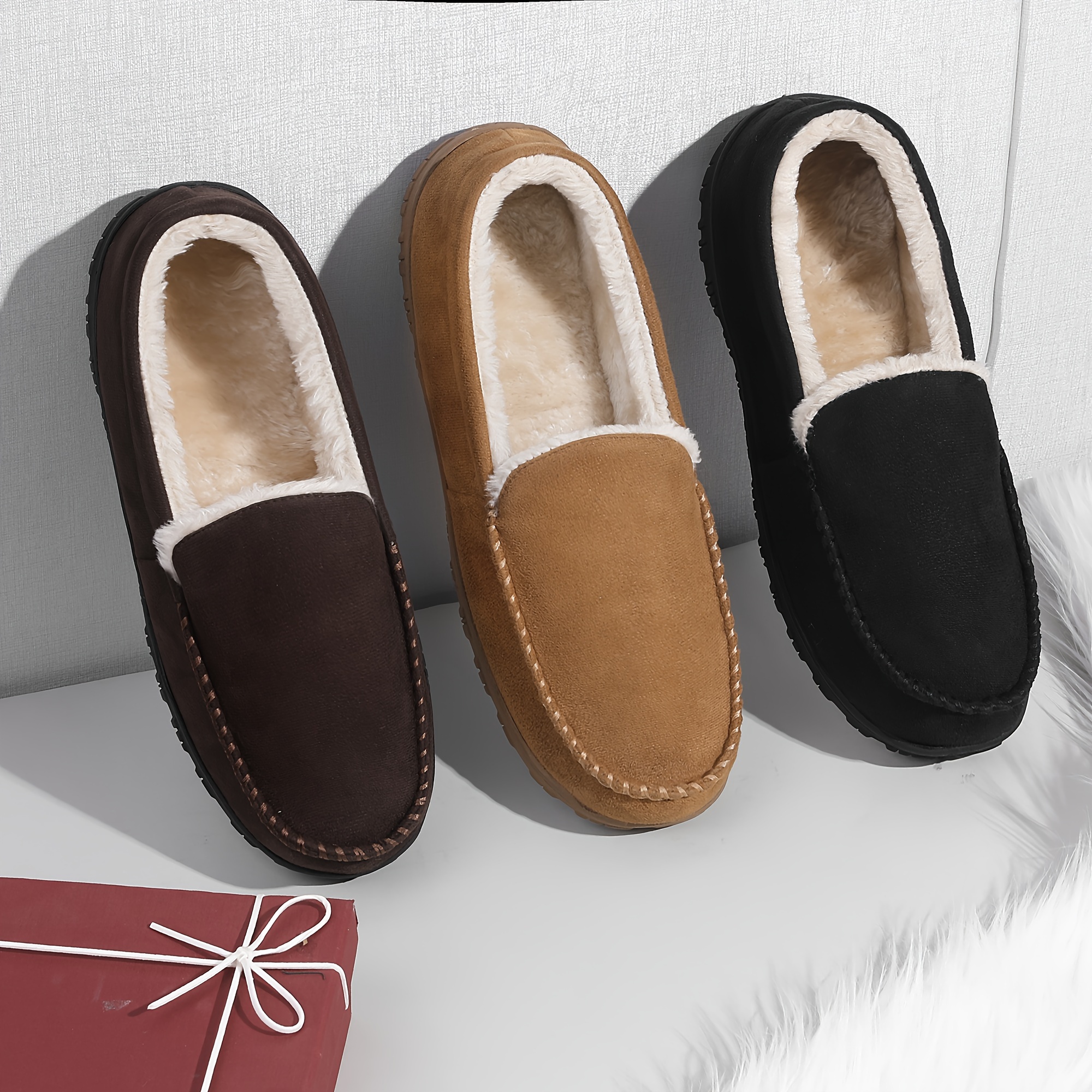 Realtop3 Men's Indoor Memory Foam Slippers - Soft Slip-On Bedroom Shoes, Size 9