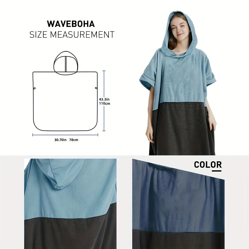 1pc Poncho Surf Toalla Poncho Toalla Capucha Secado Rápido - Temu Mexico