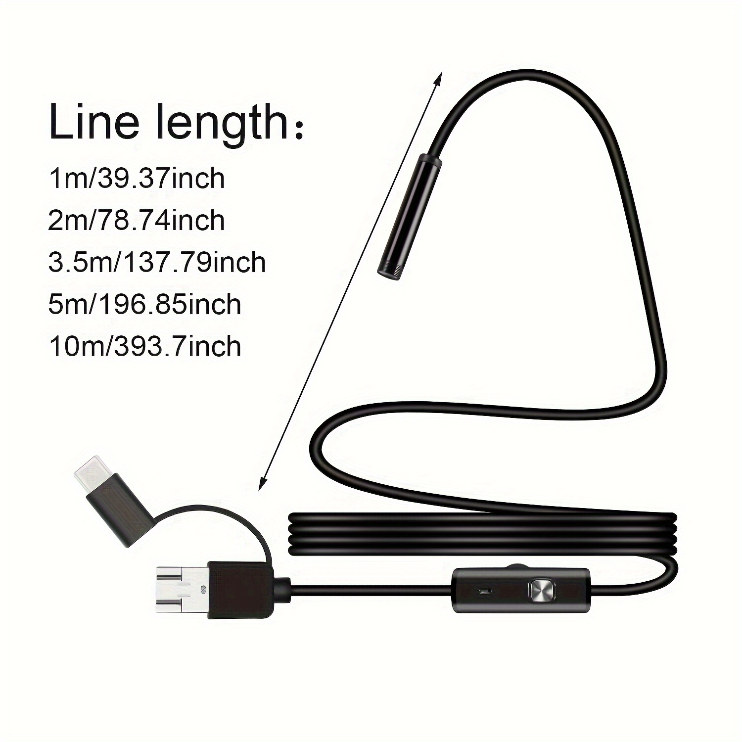 1M Endoscope Camera for Car 7mm Mini Borescope Soft Wire 6 LEDS for Android  USB