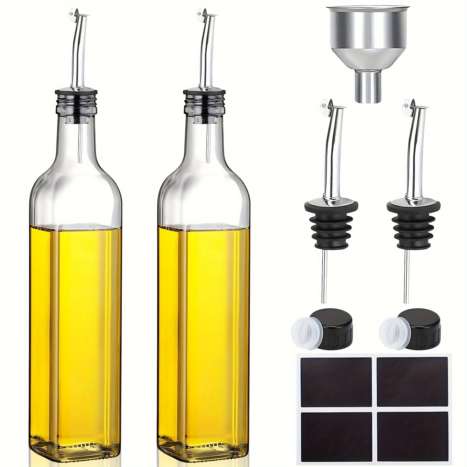  Cocina Antifugas cuadrado de vidrio aceitero cuantitativo a  prueba de fugas sello botella de aceite de salsa de soja Vinagre Utensilios  de vinagre condimento Gadget - (Color: aleatorio) : Herramientas y