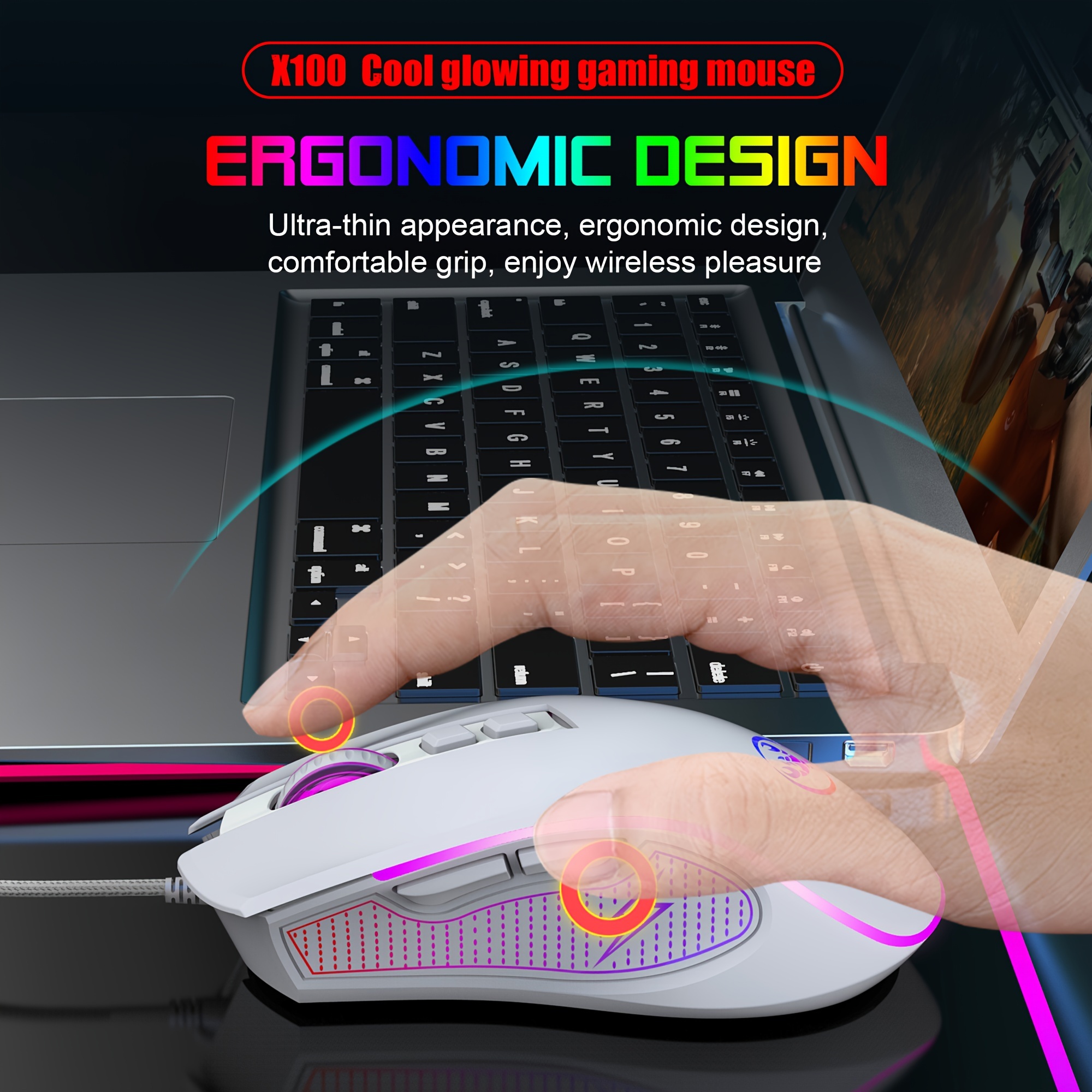 Qiilu jeu PC Gamer HXSJ J50 Ensemble de clavier de souris de jeu à