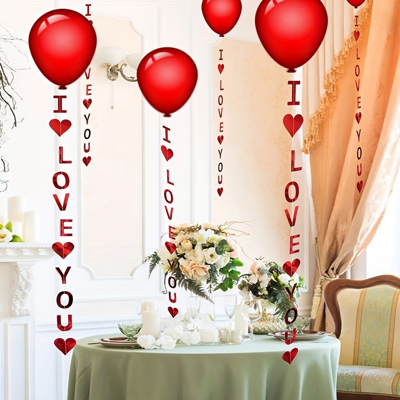 10 Globos De Aluminio Rojos Corazones I Love You Decoracion Depropuesta  Boda Set