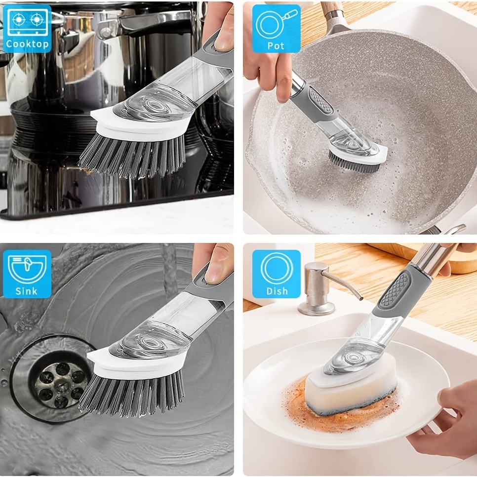 Dish Brush Set with Storage Holder, 4-In-1 Kitchen Cleaning Brush