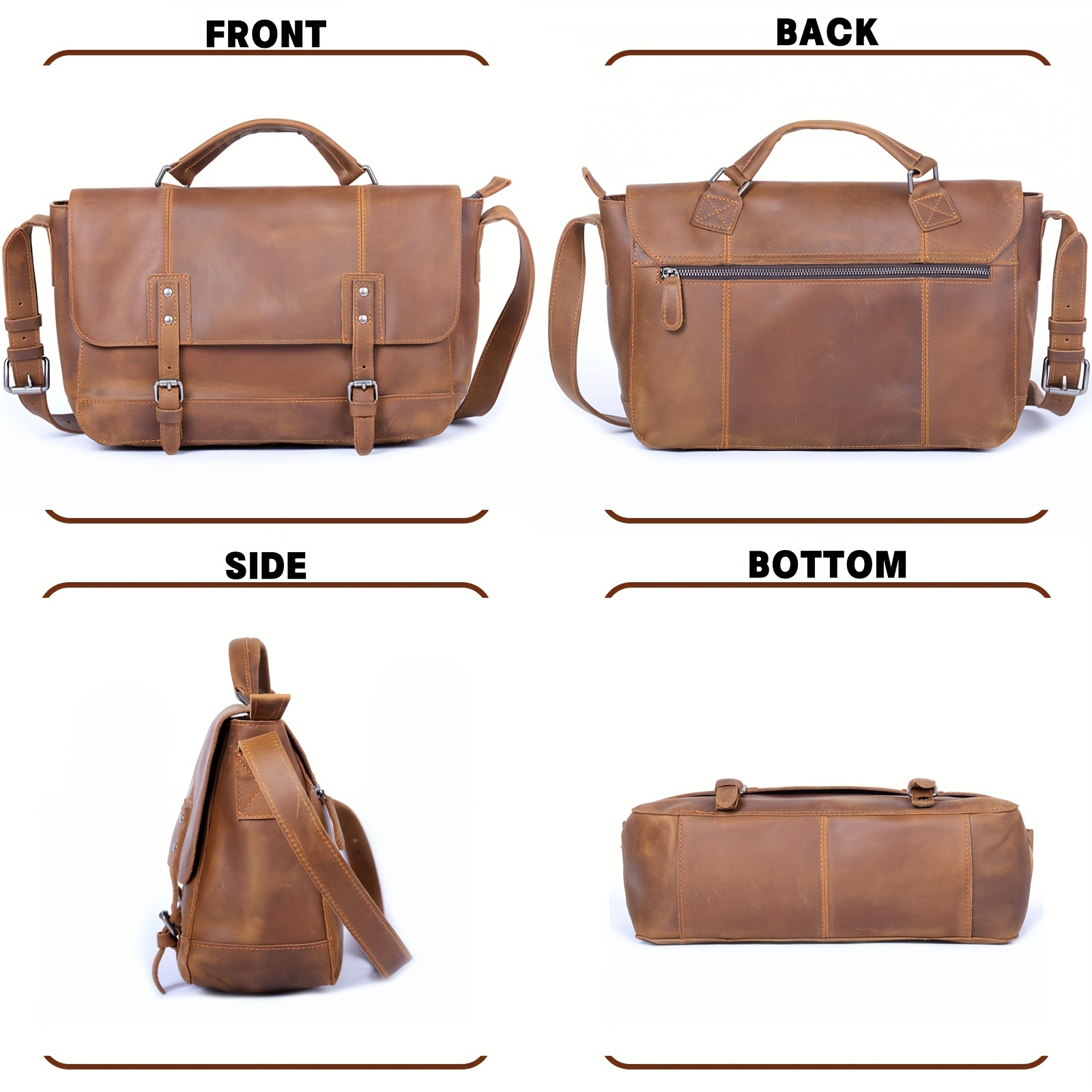 1pc mens vintage genuine leather messenger bag mens crossbody bag leather shoulder bag cowhide retro casual bag ideal choice for gifts
