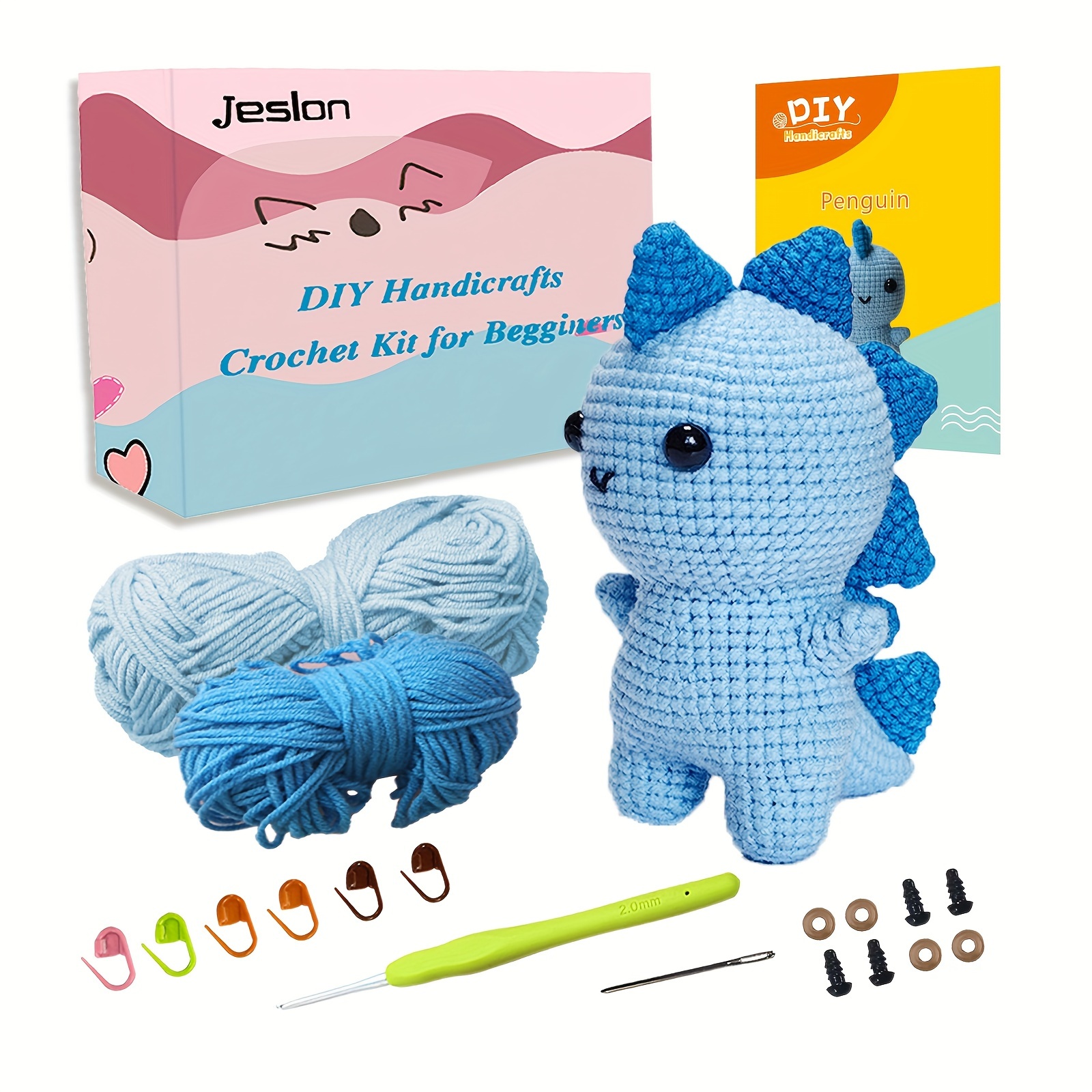 Crochet Kit For Beginners Blue Dinosaur With Easy Peasy Yarn - Temu  Philippines