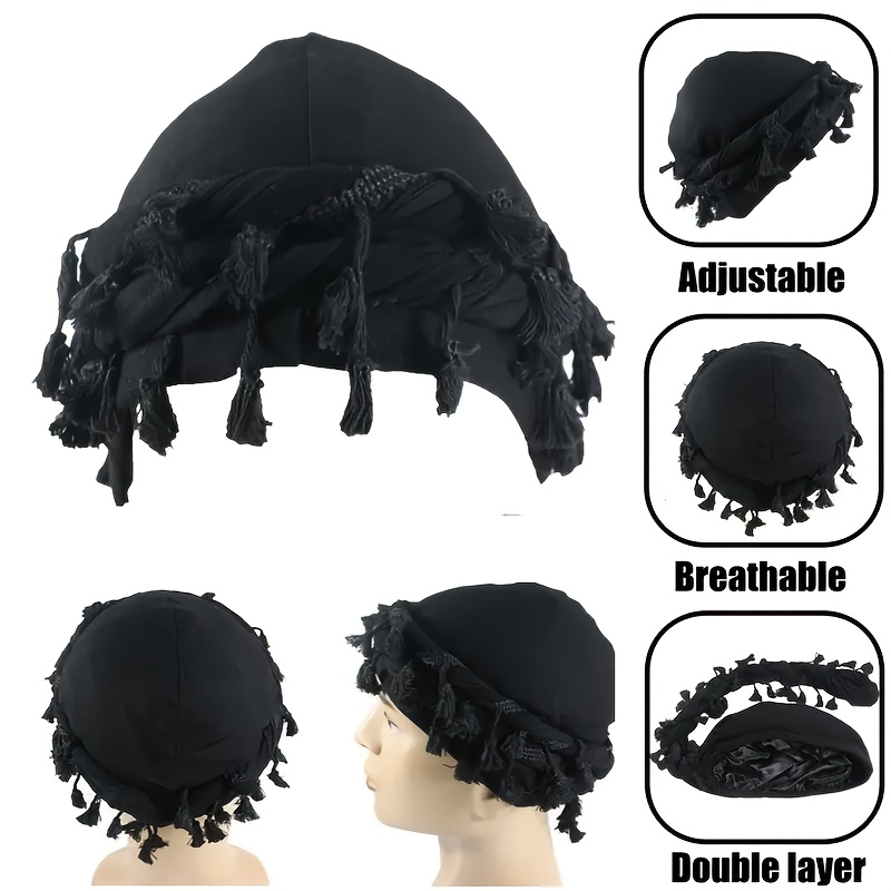 

Women's Breathable And Adjustable Retro Twist Hat With Tassels, Trendy Double Layer Hat For Multiple Occasions For Music Festival
