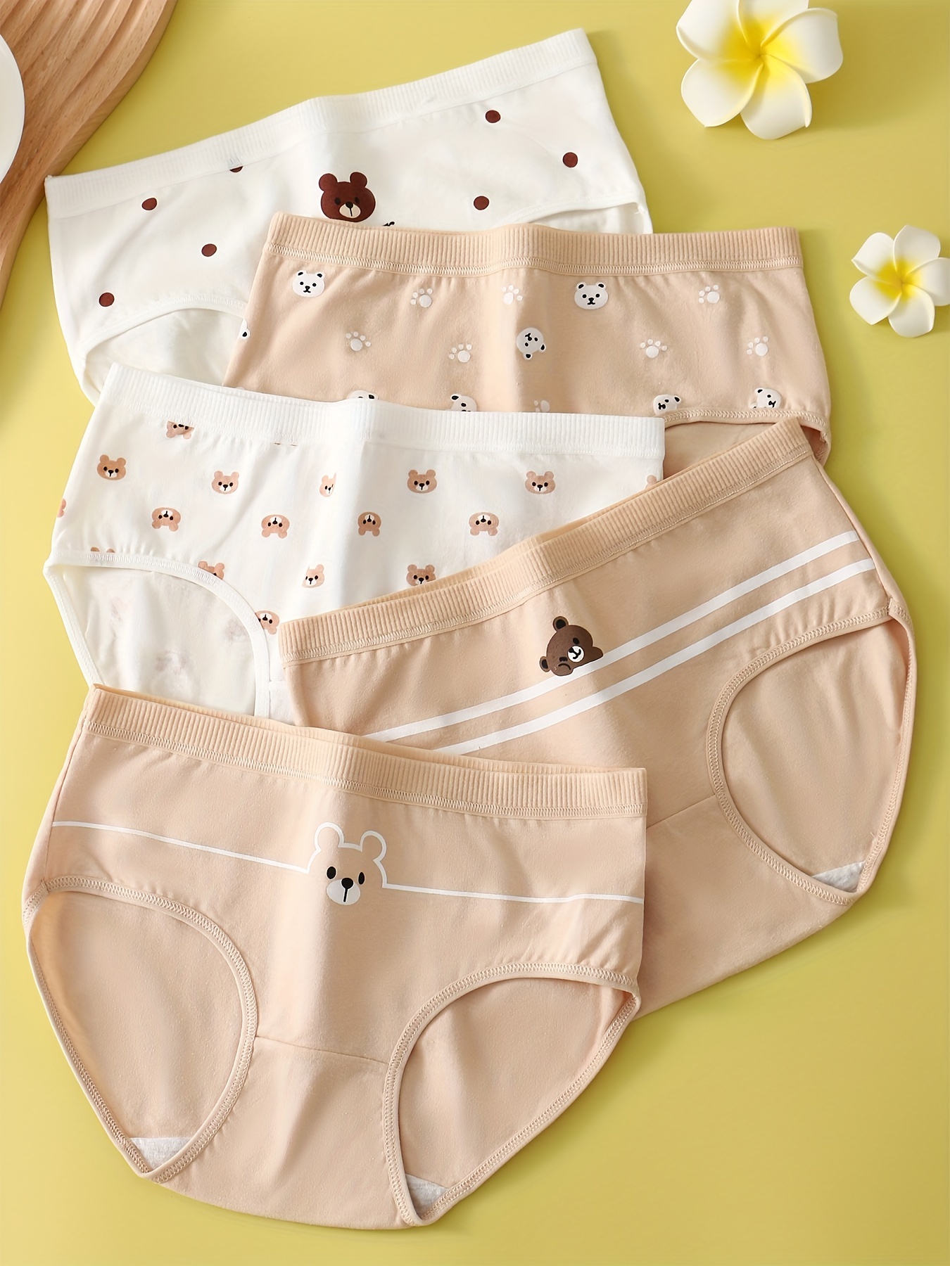 Girl's Flamingo Print Briefs Breathable Cotton Panties - Temu