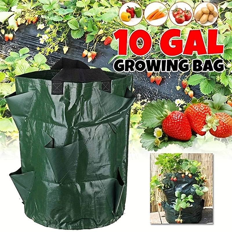 1pc 10 Gallon Pe Growing Bag With Handle Strawberry Bag Planting Bag