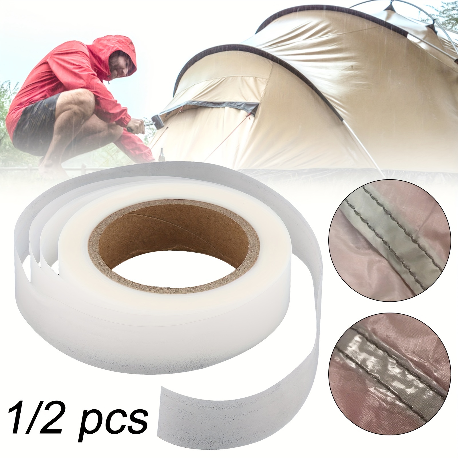 

1/2pcs Tent Canopy Raincoat Waterproof Seam Sealing Tape, Used For Heat Sealing Of Seams, Pu Pressure Tape Strip, Width 20mm
